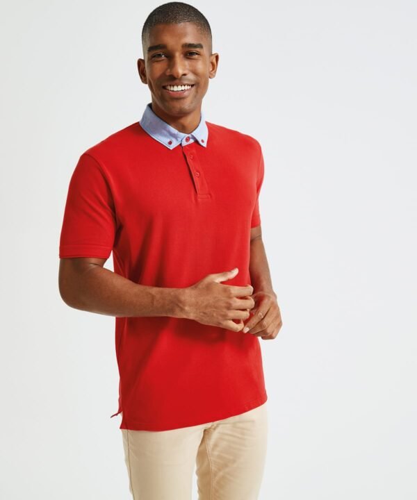 Asquith & Fox Men's chambray button-down collar polo - Polo Shirt | Xcel UK