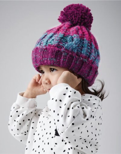 Beechfield Junior corkscrew pom pom beanie