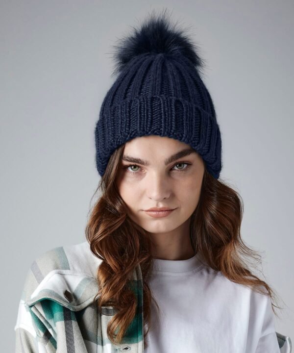 Beechfield Verbier fur pop pom chunky beanie - Beanie Hat | Xcel UK
