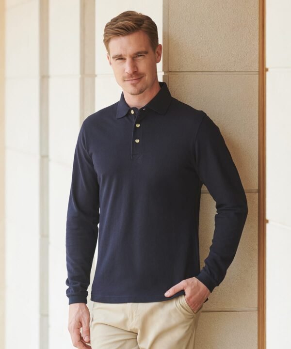 Henbury Long sleeve cotton polo shirt - Polos | Xcel UK