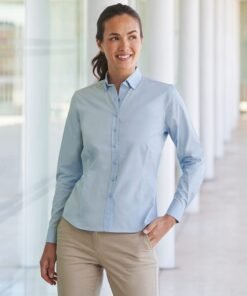 Henbury WomenÂ’s long sleeve Â‘cotton-feelÂ’ coolplusÂ® shirt