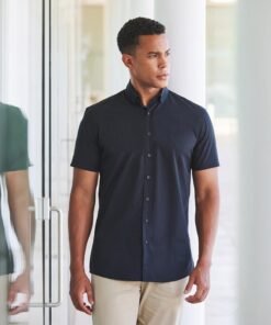 Henbury Short sleeve ‘cotton-feel’ coolplus® shirt
