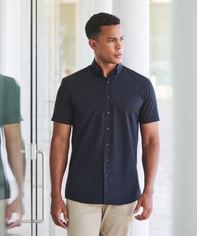 Henbury Short sleeve ‘cotton-feel’ coolplus shirt - Shirts | Xcel UK