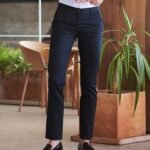 Henbury Women's 65/35 flat fronted chino trousers - Workwear Trousers | Xcel UK