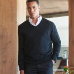 Henbury Cashmere touch acrylic v-neck jumper - Knitted Jumpers | Xcel UK