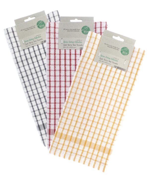 & Living Recycled terry tea towels (2-pack) | Xcel UK