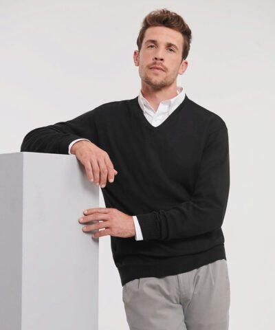 Russell Collection V-neck knitted sweater - Knitted Jumpers | Xcel UK