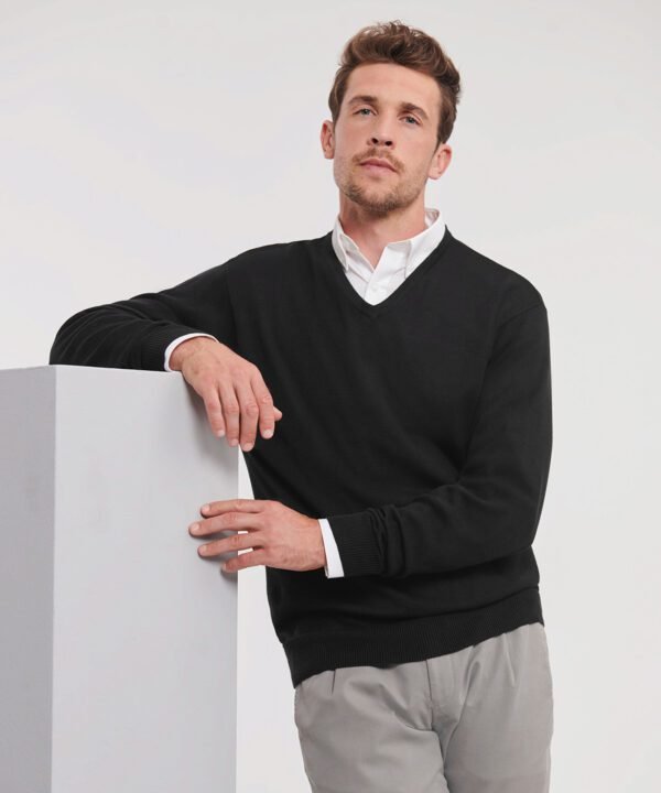 Russell Collection V-neck knitted sweater - Knitted Jumpers | Xcel UK