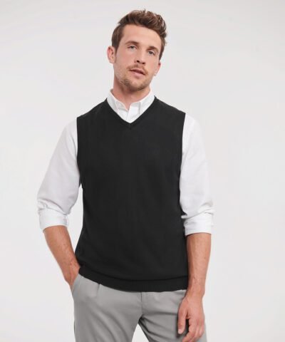 Russell Collection V-neck sleeveless knitted sweater - Knitted Jumpers | Xcel UK