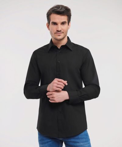 Russell Collection Long sleeve polycotton easycare fitted poplin shirt - Shirts | Xcel UK