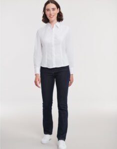 Russell Collection Women’s ¾ sleeve polycotton easycare fitted poplin shirt