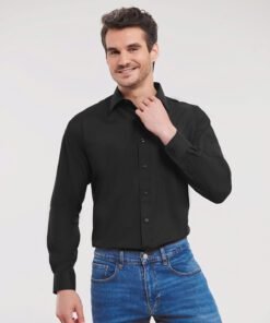 Russell Collection Long sleeve polycotton easycare poplin shirt