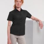 Russell Collection Women's short sleeve polycotton easycare poplin shirt - Shirts | Xcel UK