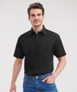 Russell Collection Short sleeve polycotton easycare poplin shirt