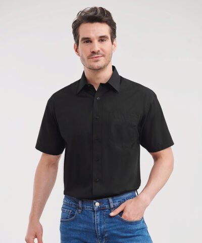 Russell Collection Short sleeve polycotton easycare poplin shirt - Shirts | Xcel UK