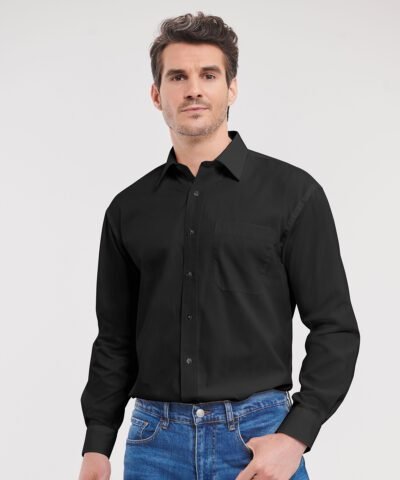 Russell Collection Long sleeve pure cotton easycare poplin shirt - Shirts | Xcel UK