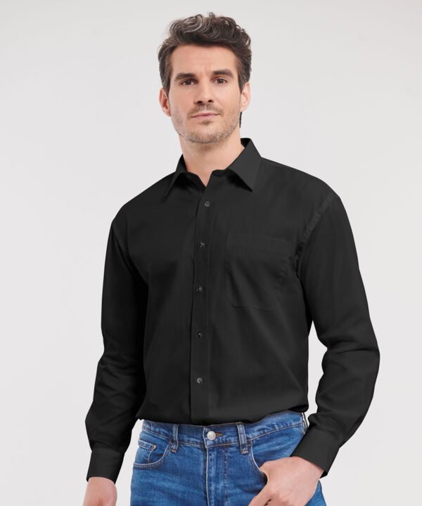 Russell Collection Long sleeve pure cotton easycare poplin shirt - Shirts | Xcel UK