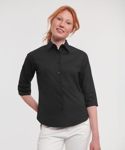 Russell Collection Women's ¾ sleeve easycare fitted shirt - Shirts | Xcel UK