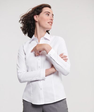 Russell Collection Women's long sleeve herringbone shirt - Shirts | Xcel UK