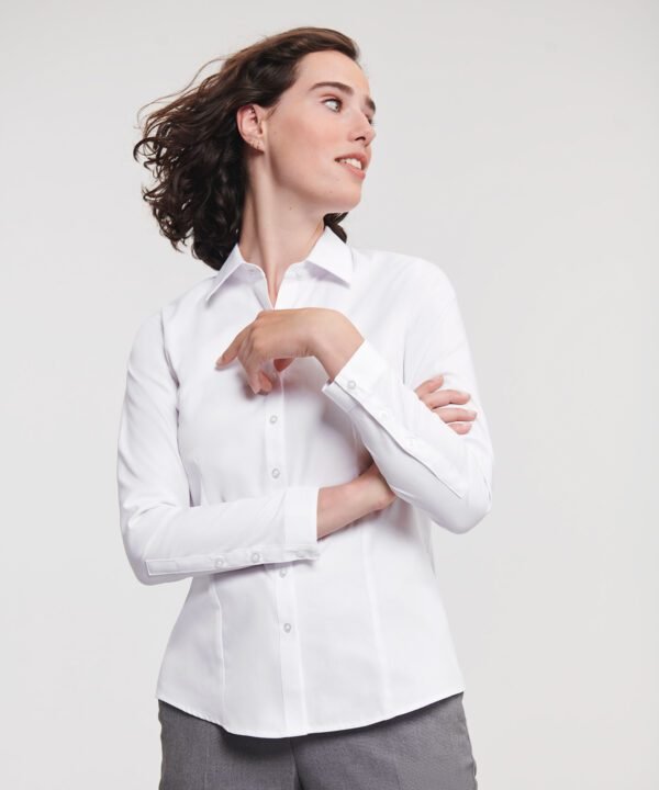 Russell Collection Women's long sleeve herringbone shirt - Shirts | Xcel UK
