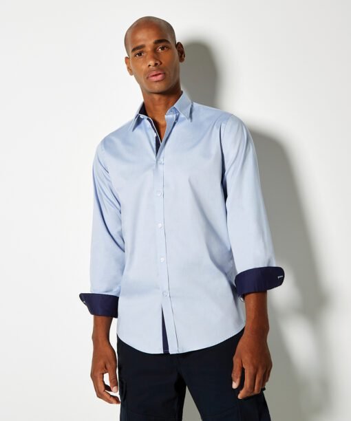 Kustom Kit Contrast premium oxford shirt (button-down collar) long-sleeved (tailored fit)