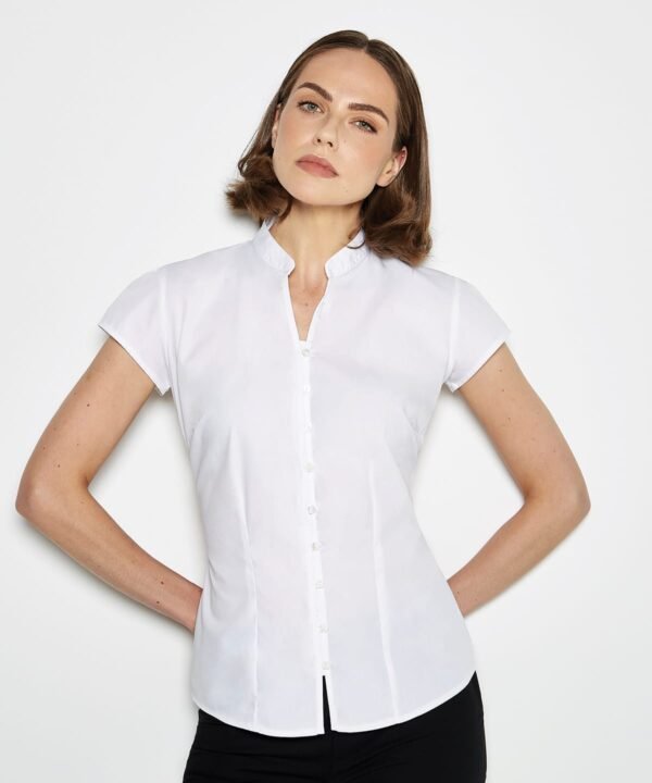 Kit Women's continental blouse mandarin collar cap sleeve (tailored fit) - Blouses | Xcel UK