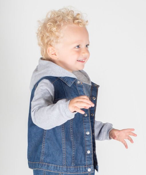 Larkwood Denim jacket with fleece hood and sleeves