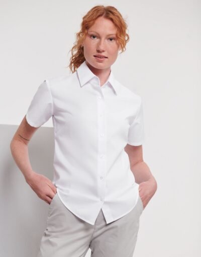 Russell Collection Ladies' S/Sleeve Oxford Shirt - Corporate Wear | Xcel UK