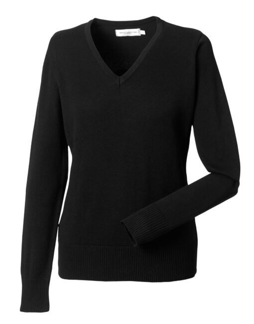 710F Russell Collection Ladies' V-Neck Knitted Pullover Corporate Wear