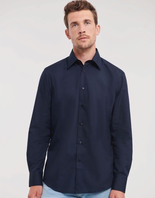 924M Russell Collection Men's L/Sleeve Polycotton Shirt Corporate Wear