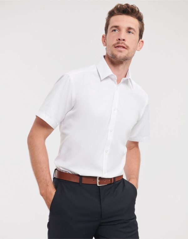 Russell Collection Men's S/Sleeve Herringbone Shirt - Corporate Wear | Xcel UK