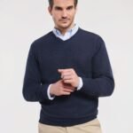 Russell Collection Men's V-Neck Knitted Pullover - T-Shirt | Xcel UK