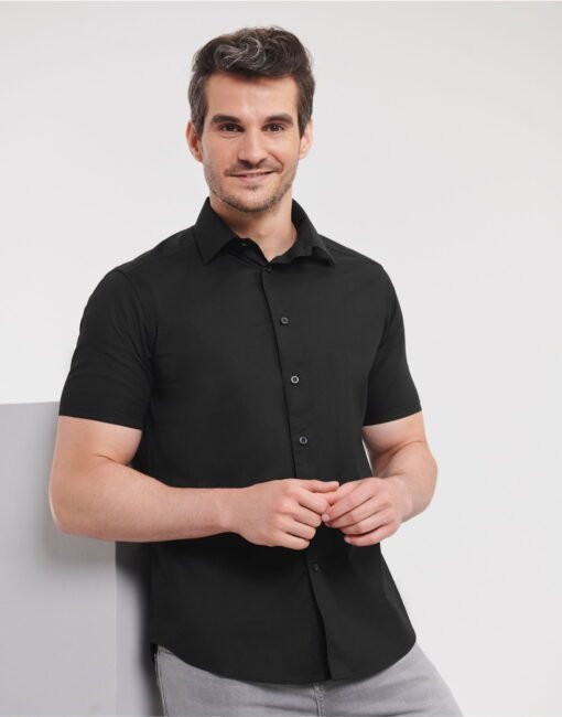 947M Russell Collection Men's S/Sleeve Fitted Stretch Shirt Corporate Wear