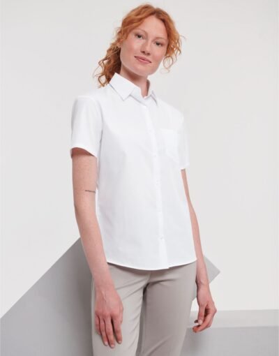 Russell Collection Ladies' S/Sleeve Polycotton Shirt - Corporate Wear | Xcel UK