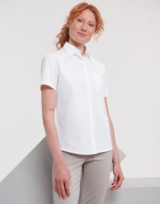 935F Russell Collection Ladies' S/Sleeve Polycotton Shirt Corporate Wear