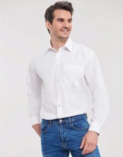 934M Russell Collection Men's L/Sleeve Polycotton Shirt Corporate Wear