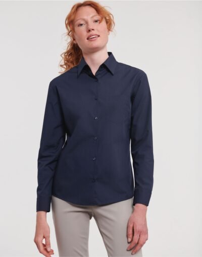 Russell Collection Ladies' L/Sleeve Polycotton Shirt - Corporate Wear | Xcel UK