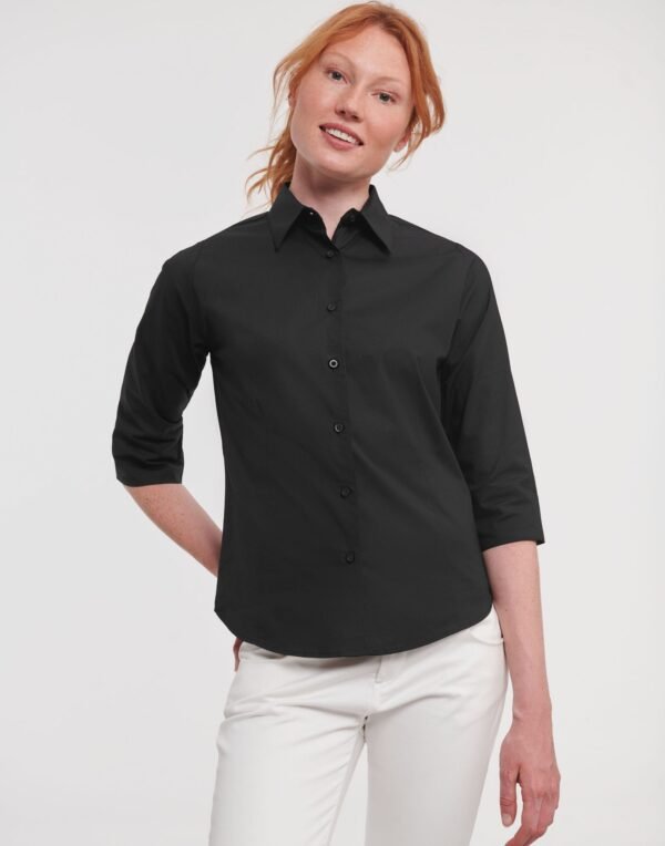 Russell Collection Ladies' 3/4 Sleeve Fitted Stretch Shirt - Corporate Wear | Xcel UK