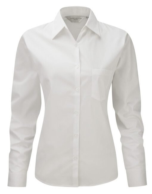 936F Russell Collection Ladies' L/Sleeve Poplin Shirt Corporate Wear