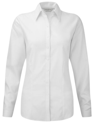 Russell Collection Ladies' L/Sleeve Herringbone Shirt - Corporate Wear | Xcel UK