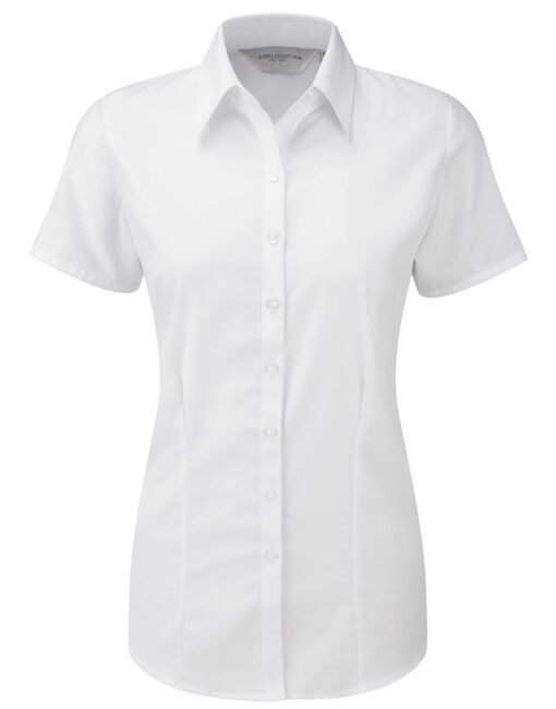 963F Russell Collection Ladies' S/Sleeve Herringbone Shirt Corporate Wear