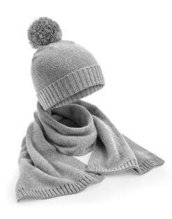 B401 Beechfield  Knitted Scarf & Beanie Gift Set HEADWEAR