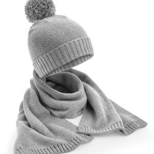 Beechfield Knitted Scarf & Beanie Gift Set HEADWEAR
