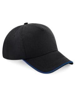 B25C Beechfield  Authentic 5 Panel Cap - Piped Peak HEADWEAR