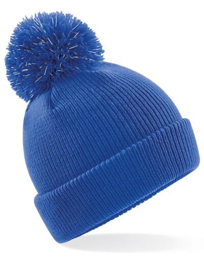Beechfield Junior Reflective Bobble Beanie HEADWEAR - Beanie Hat | Xcel UK