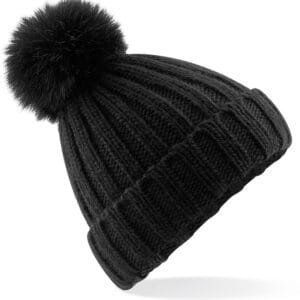 Beechfield Verbier Faux Fur Pop Pom Chunky Beanie HEADWEAR
