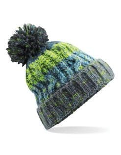 B486 Beechfield  Corkscrew Pom Pom Beanie HEADWEAR