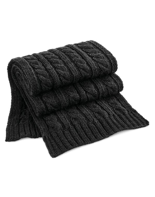 Beechfield Cable Knit Melange Scarf HEADWEAR | Xcel UK