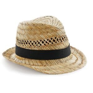 Beechfield Straw Summer Trilby HEADWEAR