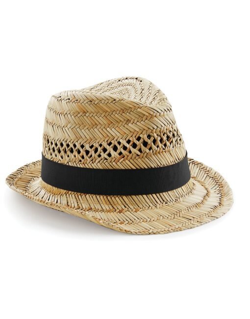 B730 Beechfield  Straw Summer Trilby HEADWEAR